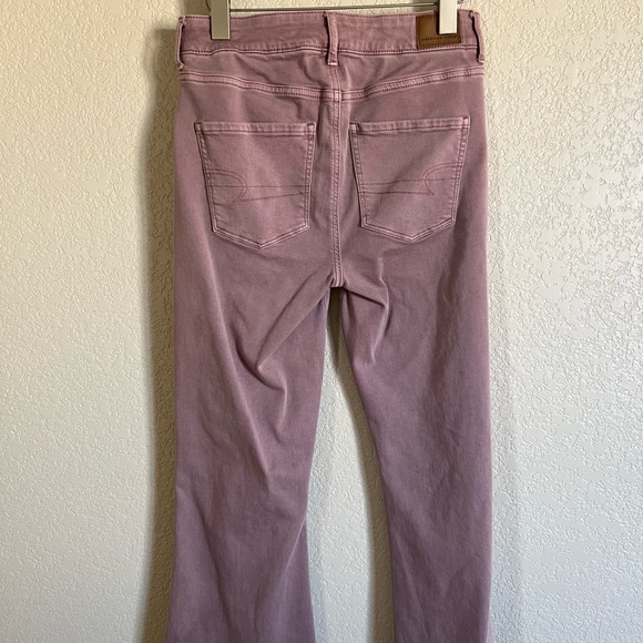 LIKE NEW American Eagle size 4 short washed purple color bell bottom jeans. - Picture 3 of 6
